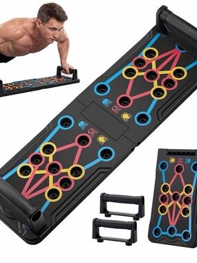 Multi-Position Push-Up Board System in Black with Blue, Red, Yellow Accents